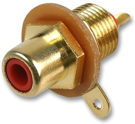 PSG01720, Red Chassis Mount Gold Plated Phono (RCA) Female Jack