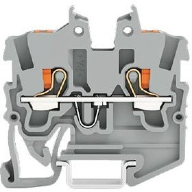 2 wire mini through terminal, push-in connection, 0.14-1.5 mm², 2 pole, 13.5 A, 6 kV, gray, 2250-1201