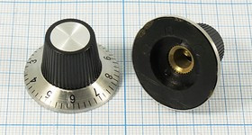 Ручка, внутренний диаметр d6,3, размер 29x18,7, пластик, черный/металл, винт, KN-138A(0-10)