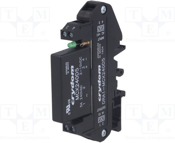 DRA1-MCX240D5, Реле: полупроводниковое, Uупр: 3-15ВDC, 5А, 12-280ВAC, DIN, IP00