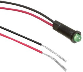 558-0202-027F, LED Panel Mount Indicators Green Panel Mount 14in lead, PVC Free