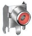 588, RCA Phono Connectors Red Snapfit 90deg PC .465x.571x.328
