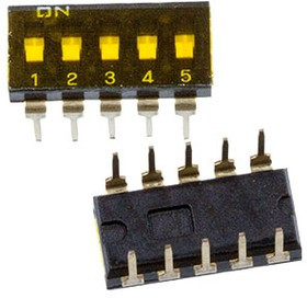 DI-F05, Dip переключатель гермет. 5 поз. 2.54мм 24В 25мА