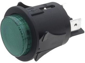 MP005733, Кнопочный переключатель, Green Illuminated, 25 мм, DPST, Выкл.-(Вкл.), Приподнятый Круглый, Зеленый