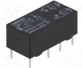 G6A-274PST-US5, Реле: электромагнитное, DPDT, Uобмотки: 5ВDC, 0,5A/125ВAC, Шаг: 5мм