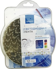 10BL (5050-60LED-IP65-W), Лента светодиодная, холодный белый, 12В, 14.4Вт/м, 60SMD(5050)/м, 700Лм/м, IP65, цена за катушку 5м