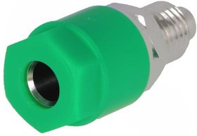 PJ3230-G, Гнездо, "банан" 4мм, 36А, 60ВDC, Отв: d8мм, зеленый, никелированные