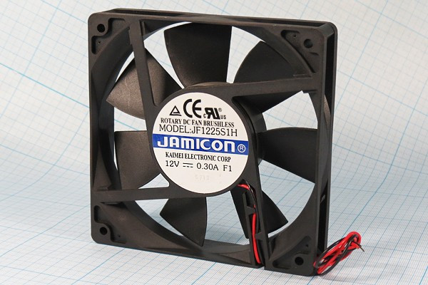 JF1225S1H, Вентилятор осевой, 120х120х25мм,12В, DC, 0.25А, 3Вт, скольжения, 2400об/мин JF1225S1H, Вентилятор осевой, 120х120х25мм,12В, DC, 0.25А, 3Вт, скольжения, 2400об/мин
