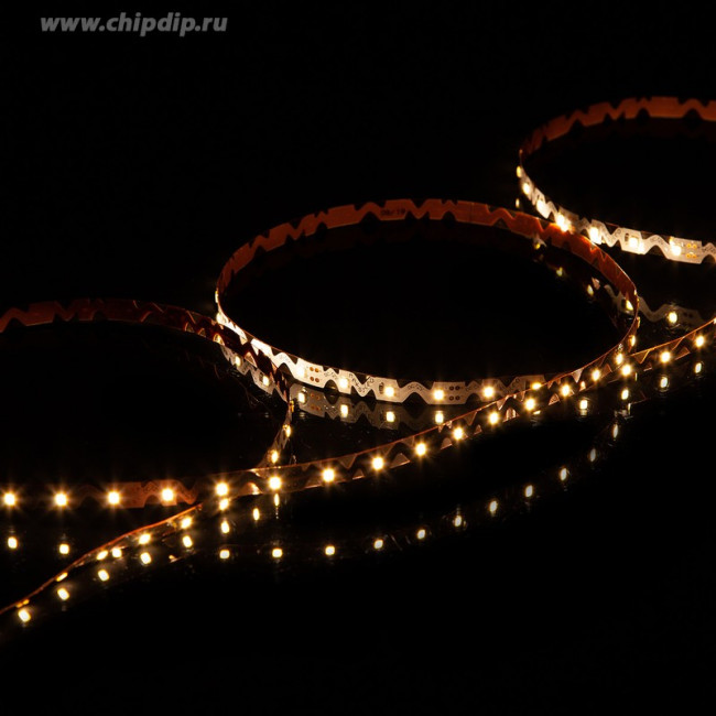 Светодиодная гибкая лента с фигурной платой MAKSILED 1м, 12В, 7Вт/м, 60д/м, IP20, 600Лм/м, теплый белый, 9мм, ML-R60-2835-WW-S-Z