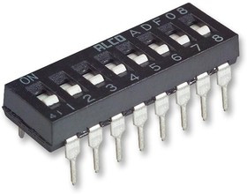 1825002-5, DIP / SIP переключатель, 4 схем(-а), Ползунок, Сквозное Отверстие, SPST, 24 В, 100 мА