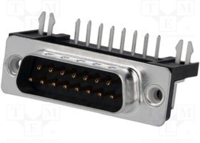 FCE17-A15PB-440, Разъем D-Sub; PIN: 15; гнездо; "папа"; на PCB; угл