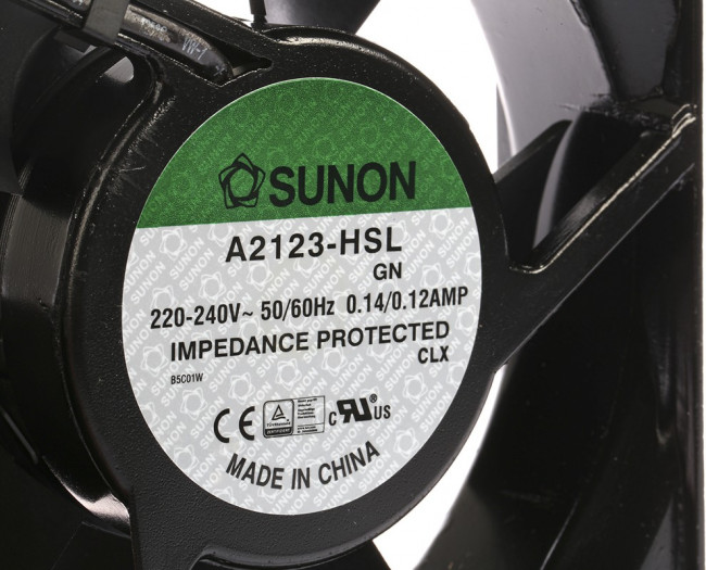 A2123-HSL.GN, A2123 Series Axial Fan, 230 V ac, AC Operation, 161.4m³/h, 22W, 120mA Max, 120 x 120 x 38mm A2123-HSL.GN, A2123 Series Axial Fan, 230 V ac, AC Operation, 161.4m³/h, 22W, 120mA Max, 120 x 120 x 38mm
