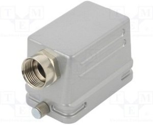 Bulkhead housing, size 16B, die-cast aluminum, PG21, angled, cross bow locking, IP65, 09300161230 Bulkhead housing, size 16B, die-cast aluminum, PG21, angled, cross bow locking, IP65, 09300161230