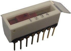 DS16C2-4, DIP / SIP переключатель, 2 схем(-а), Ползунок, Сквозное Отверстие, DPDT, 30 В, 250 мА