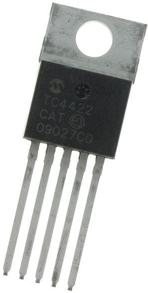 TC4422CAT, Драйвер МОП-транзистора низкой стороны, 4.5В-18В питание, 9А пиковый выход, 1.4Ом выход, TO-220-5 TC4422CAT, Драйвер МОП-транзистора низкой стороны, 4.5В-18В питание, 9А пиковый выход, 1.4Ом выход, TO-220-5