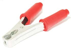 Зажим L142мм, 50А, на кабель, изолированный, красный