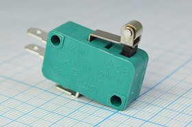 Переключатель концевой 29x10 x16мм, 220В, 5А, ON-(ON), планка 13мм с роликом, QKWZ1-103-6;№1734 Z ПК