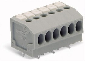 PCB terminal, 4 pole, pitch 3.5 mm, AWG 24-16, 17.5 A, push-in cage clamp, gray, 805-104