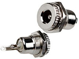 3-228, Разъем питания гнездо 5.5x2.5мм металл на панель с гайкой