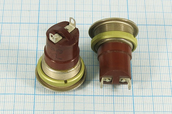 Размыкатель кнопочный без фиксации (SPST), ON-(OFF), красный, 220В/4А, d21мм; №1186 R ПКн\250\ 4\(NC)\d21\мет\ кр\\2C\К2-2\