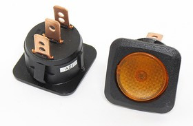 Переключатель клавишный, контакты 3T, 25А, 12В, ON-OFF, d24, подсветка ILсиняя, R130-203B