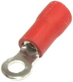 RV1.25-3.2 red, Наконечник кольцевой изолированный RV1.25-3.2, 19 А, 22-16 AWG, красный, латунь луженая