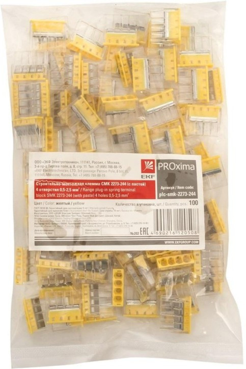 Клемма EKF CMK 2273-244 (с пастой) 4х0,5-2.5мм2 100шт/уп (plc-smk-2273-244) Клемма EKF CMK 2273-244 (с пастой) 4х0,5-2.5мм2 100шт/уп (plc-smk-2273-244)