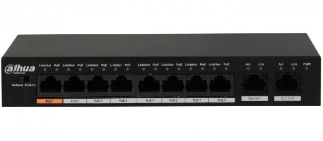 Коммутатор DAHUA DH-PFS3010-8ET-96, 10-Port Unmanaged Desktop Switch with 8-Port PoE