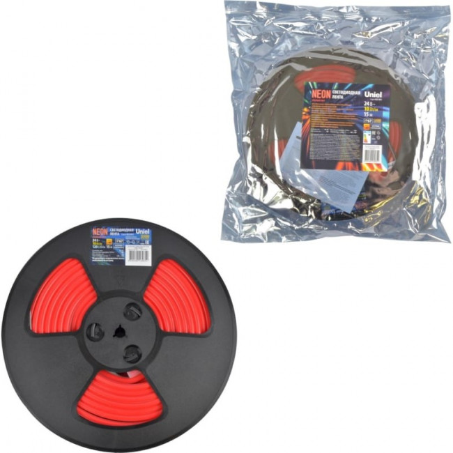 Светодиодная гибкая герметичная лента ULS-N11-2835- 120LED/m-8mm- IP67-DC24V-10W/m-15M-RED UL-00009101