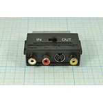 Штекер СКАРТ-гнездо 3RCA+гнездо miniDIN, 4P, ON-ON