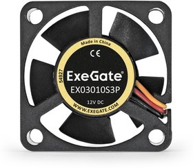EX03010S3P, Вентилятор ExeGate 30x30x10 мм, подшипник скольжения, 3pin, 9000RPM, 26dBA