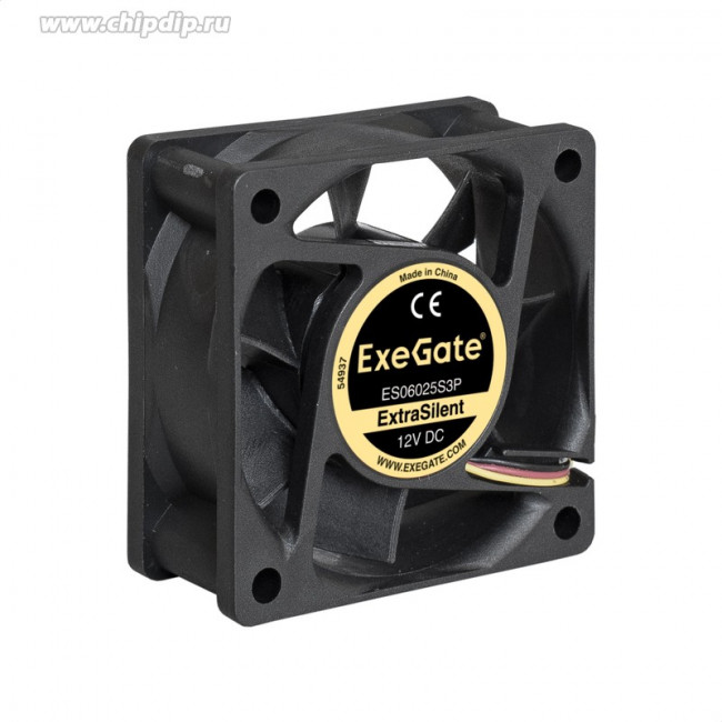 Exegate EX283370RUS Вентилятор ExeGate ExtraSilent ES06025S3P, 60x60x25 мм, подшипник скольжения, 3pin, 2500RPM, 22dBA Exegate EX283370RUS Вентилятор ExeGate ExtraSilent ES06025S3P, 60x60x25 мм, подшипник скольжения, 3pin, 2500RPM, 22dBA