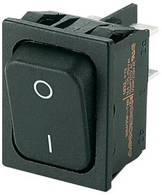 01832.9105-00, Клавишный переключатель, Вкл.-Выкл., DPST, Без Подсветки, Сквозное Отверстие, Черный, 1830