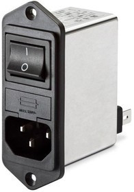 FN282B-10-06, Filtered IEC Power Entry Module, IEC C14, Medical, 10 А, 250 В AC, 2-Pole Switch