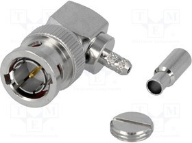B1112E1ND3G675, Вилка, BNC, "папа", угловой 90°, 75Ом, обжим, на провод, позолота