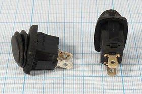 Клавишный герметичный выключатель 12В/20А, с фиксацией; №10679B Пкл\12\20\ON-OFF\\чер\ чер\IP65\2T\ R13-278A8\овал