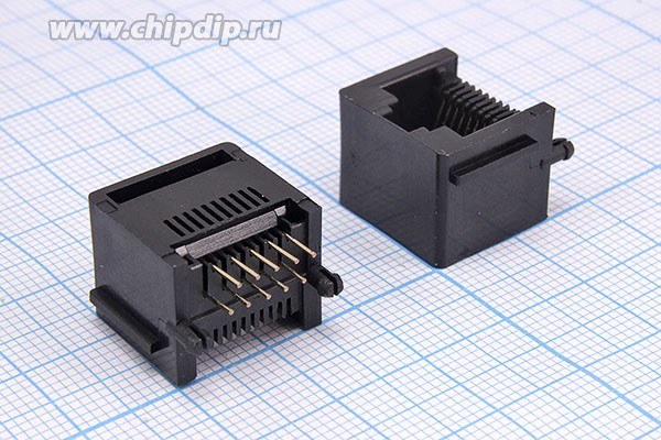 L-KLS12-304-10P10C-W-1, Розетка 10P10C (RJ50) на плату угловая; №15871 гн телеф10P10C\10P\\плат/ угл\L-KLS12-304-10P10C-W