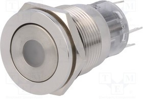 V19-11PFD-12R-S, Переключатель: антивандальный, Пол: 2, SPDT, 0,5A/220ВAC, 1A/24ВDC