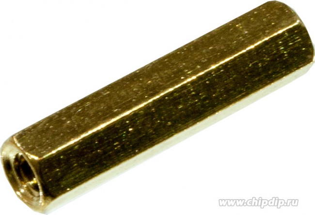 PCHSS-20, (KLS8-DBK-M3-E5.0-L20), Стойка латунная для печатной платы, шестигранная, М3, 20мм, отверстие-отверстие PCHSS-20, (KLS8-DBK-M3-E5.0-L20), Стойка латунная для печатной платы, шестигранная, М3, 20мм, отверстие-отверстие