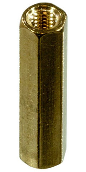 PCHSS-20, (KLS8-DBK-M3-E5.0-L20), Стойка латунная для печатной платы, шестигранная, М3, 20мм, отверстие-отверстие PCHSS-20, (KLS8-DBK-M3-E5.0-L20), Стойка латунная для печатной платы, шестигранная, М3, 20мм, отверстие-отверстие
