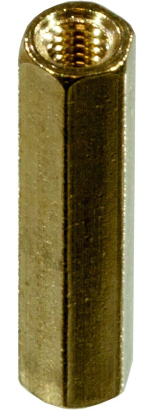 PCHSS-20, (KLS8-DBK-M3-E5.0-L20), Стойка латунная для печатной платы, шестигранная, М3, 20мм, отверстие-отверстие PCHSS-20, (KLS8-DBK-M3-E5.0-L20), Стойка латунная для печатной платы, шестигранная, М3, 20мм, отверстие-отверстие