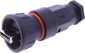 Straight, Cable Mount, Socket Type A 2.0 IP67 Type A USB Connector