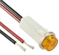 1092C3-125VAC, LED Panel Mount Indicators PMI .5in. LED 125V Wire Hi-Hat Amber