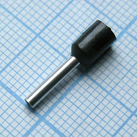 HE 1510 Black, наконечник кабельный торцевой трубчатый с изоляцией, L=16.4/10мм, сеч. пров. 1.5мм2
