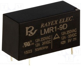 LMR1-9D, Реле: электромагнитное, SPDT, Uобмотки: 9ВDC, 12A/250ВAC, 12А