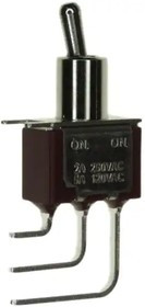 100SP1T2B4M7QE, Toggle Switches 5A 120VAC/28VDC On-None-On PC Mnt