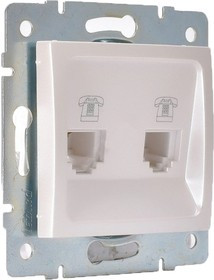 Розетка KARINA, телефонная, двойная, евро, жемчужно-белый перламутр, 707-3088-138