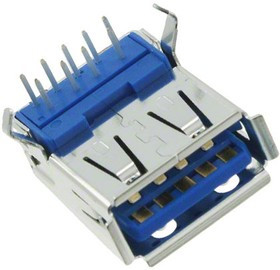 1932258-1, Разъем USB тип A, USB 3.0, розетка, 9 вывод(-ов), Монтаж в Сквозное Отверстие, Прямой Угол