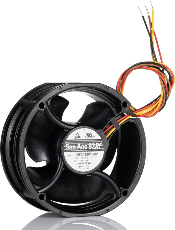 9RF0912P1H001, DC Fans DC Axial Fan, Reversible Flow, 92x38mm Round, 12VDC, Tach/PWM