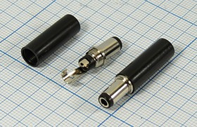 Разъем питания DC вилка , 5.5d2.5x 9, 2C, на кабель, бакелит хвост